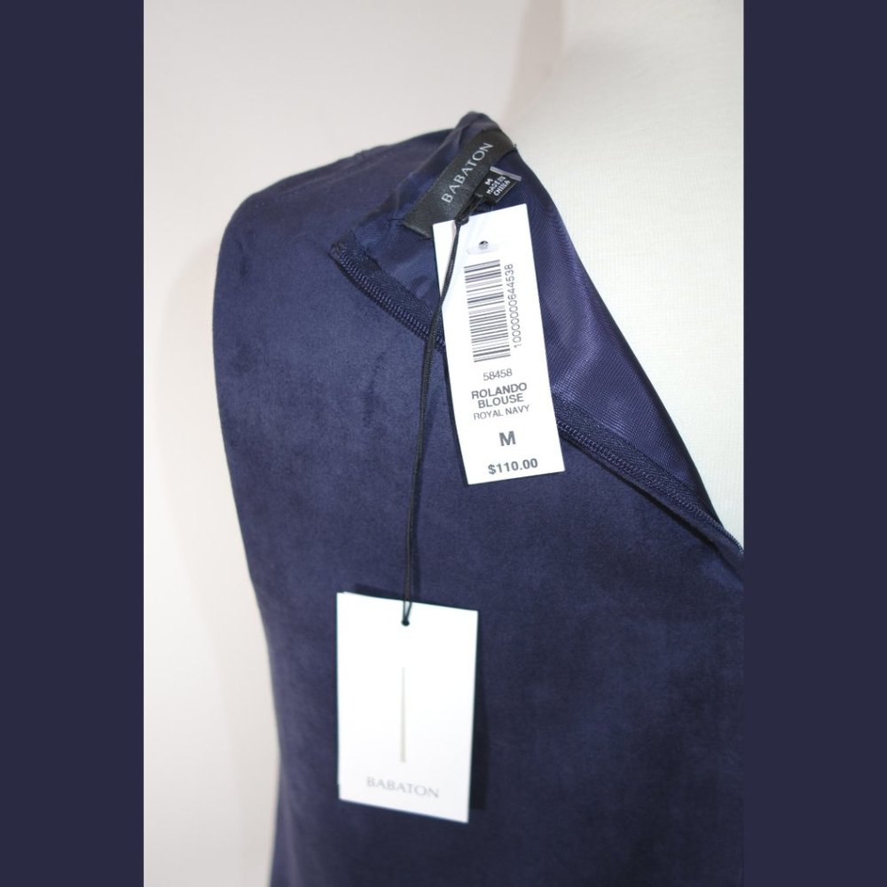 Aritzia Babaton Navy Suede Top - Size M - Picture 10 of 11